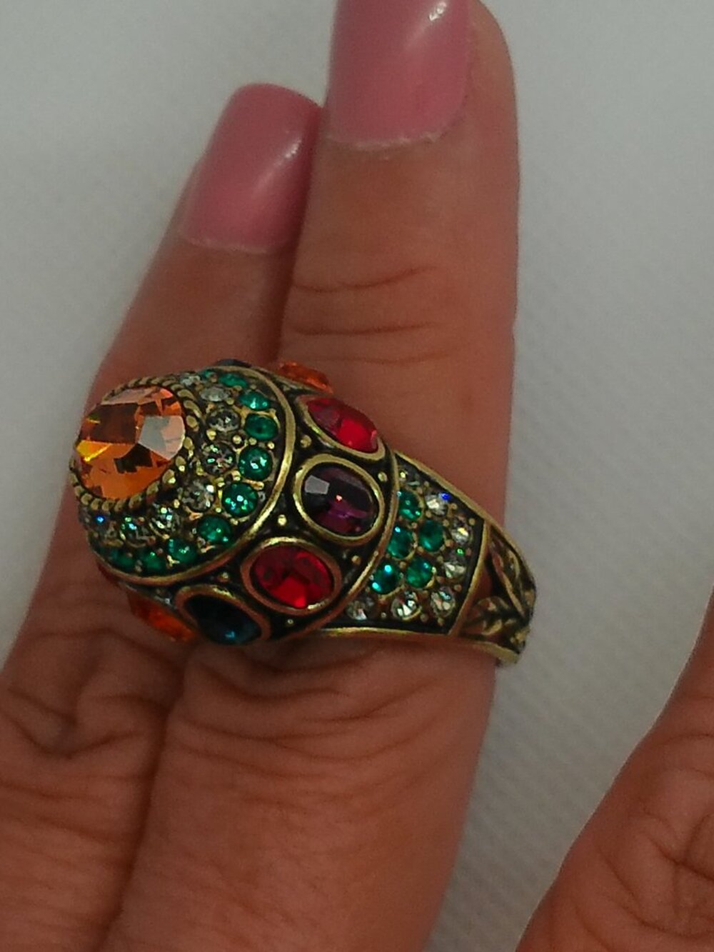 Heidi Daus Amethyst Multi Color Oval Ring Size 9.5